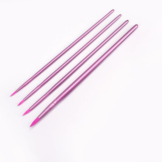 Essentials 4-Piece Nylon Paint Brush Set – Green/Pink-  Premium Artist Brushes for Acrylic, Gouache, and Paint-by-Number Kits