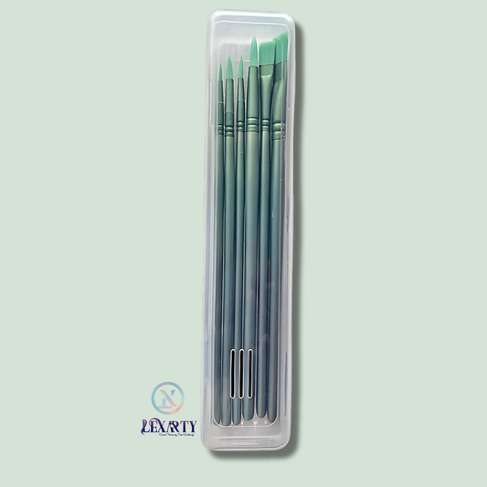 Lexarty 6-Piece Nylon Paint Brush Set with Storage Case – Green/Pink-  Premium Artist Brushes for Acrylic, Gouache, and Paint-by-Number Kits